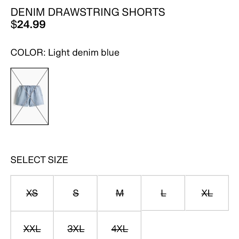 H&M Light Blue Women's Denim Drawstring Shorts - Picture 5 of 7